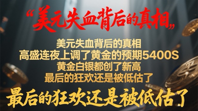 美元失血背后的真相，高盛连夜上调了黄金的预期5400，黄金白银都创了新高。最后的狂欢还是被低估了。